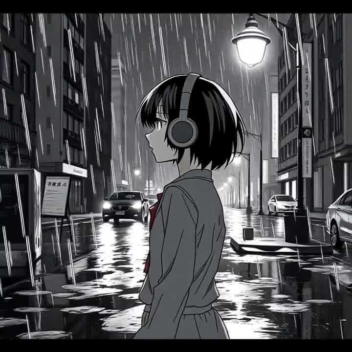 Sample scene still from a rainy street clip