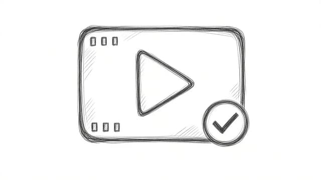 Hand-drawn sketch of a video clip with a checkmark