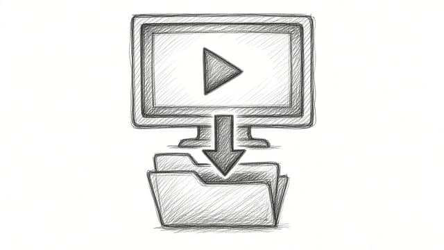 Hand-drawn sketch of a video saving into a folder